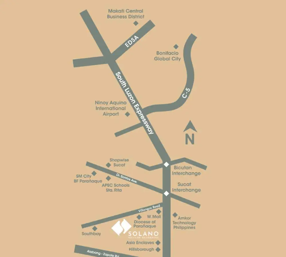 A map showing the location of Solano Hills in Parañaque City, Philippines.