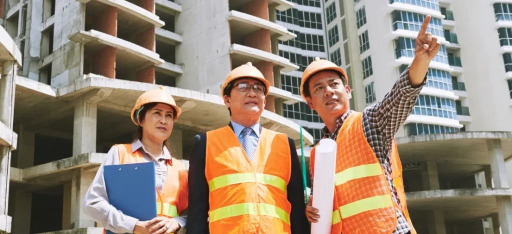 PHINMA construction managers review plans to maintain the highest standards of reliable house quality for Filipino homeowners.